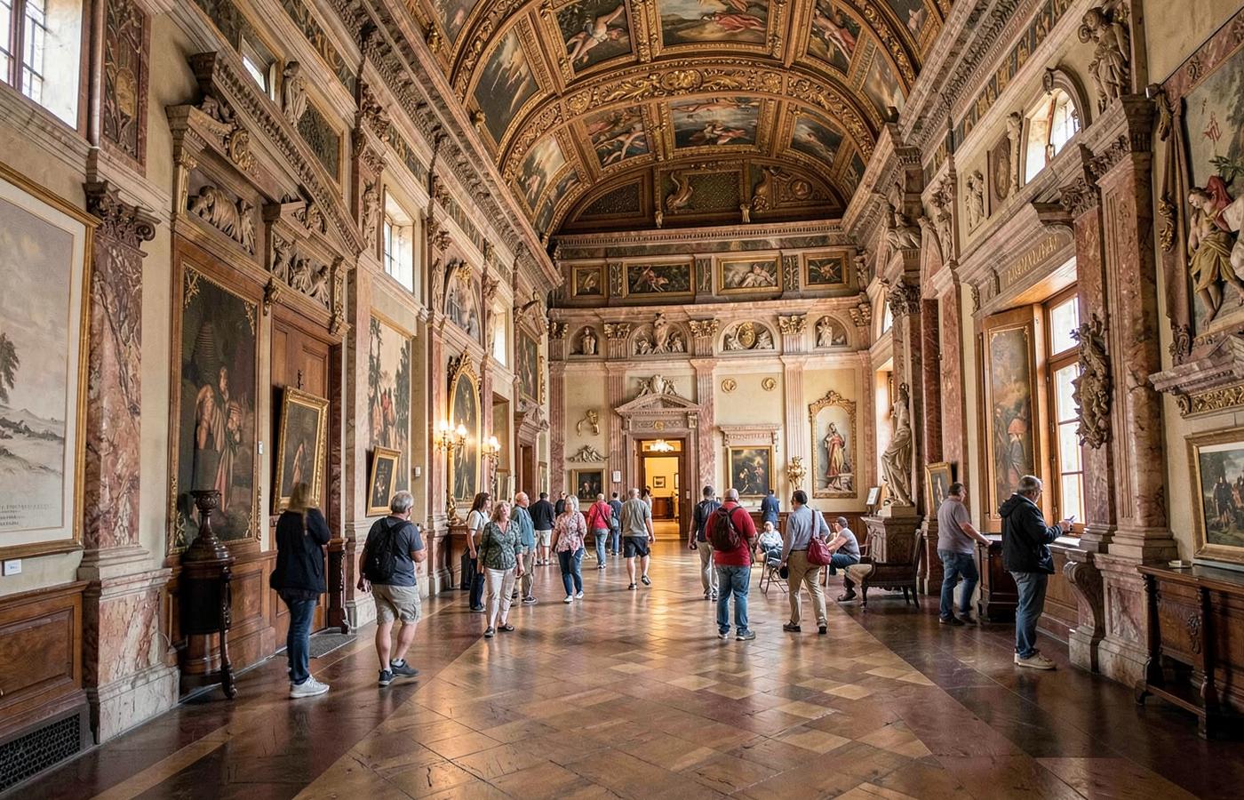 Imagen editorial ilustrativa de una visita a un museo